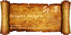 Szigeti Barbara névjegykártya